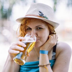 Woman Drinking Beer