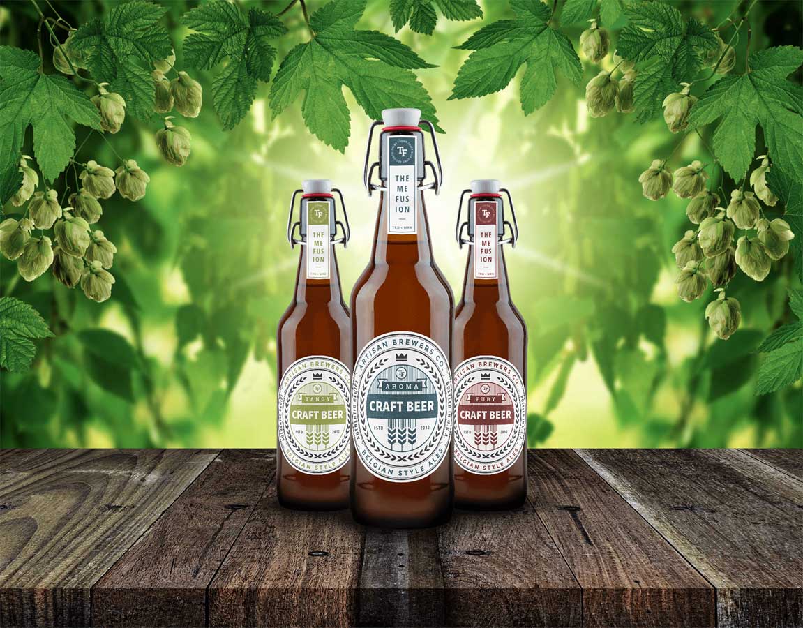 Hop VInes with Beer Display Hop Vines with Beer Display